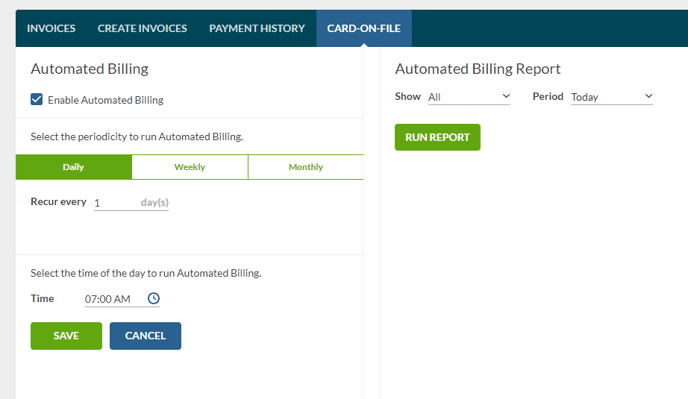 Automated billing razorsync portal screenshot