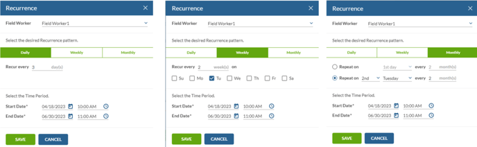 Razorsync recurrence frequency