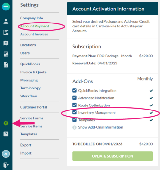 Razorsync account activation information