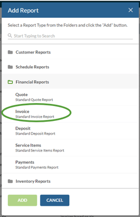 invoice report type