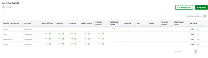 customer fields