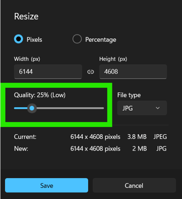 resize to 25 percent