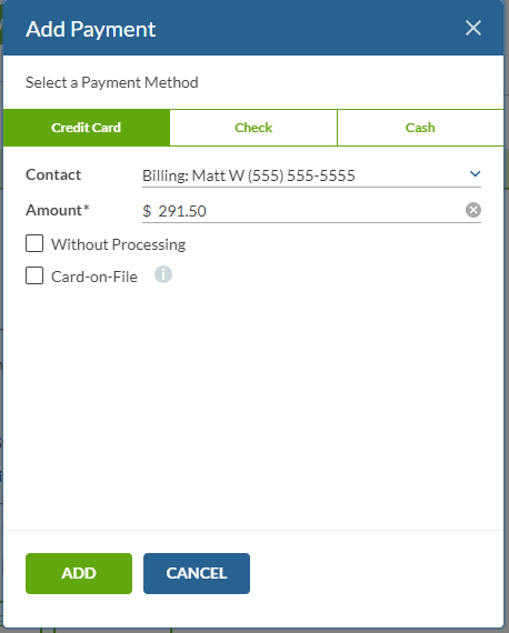 Razorsync add payment select payment method